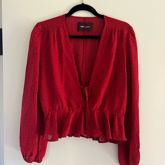 Reformation Nikki Red Peplum Top - Picture 2 of 4